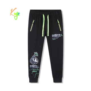 Chlapecké tepláky Kugo LT1505 černé se zeleným zipem